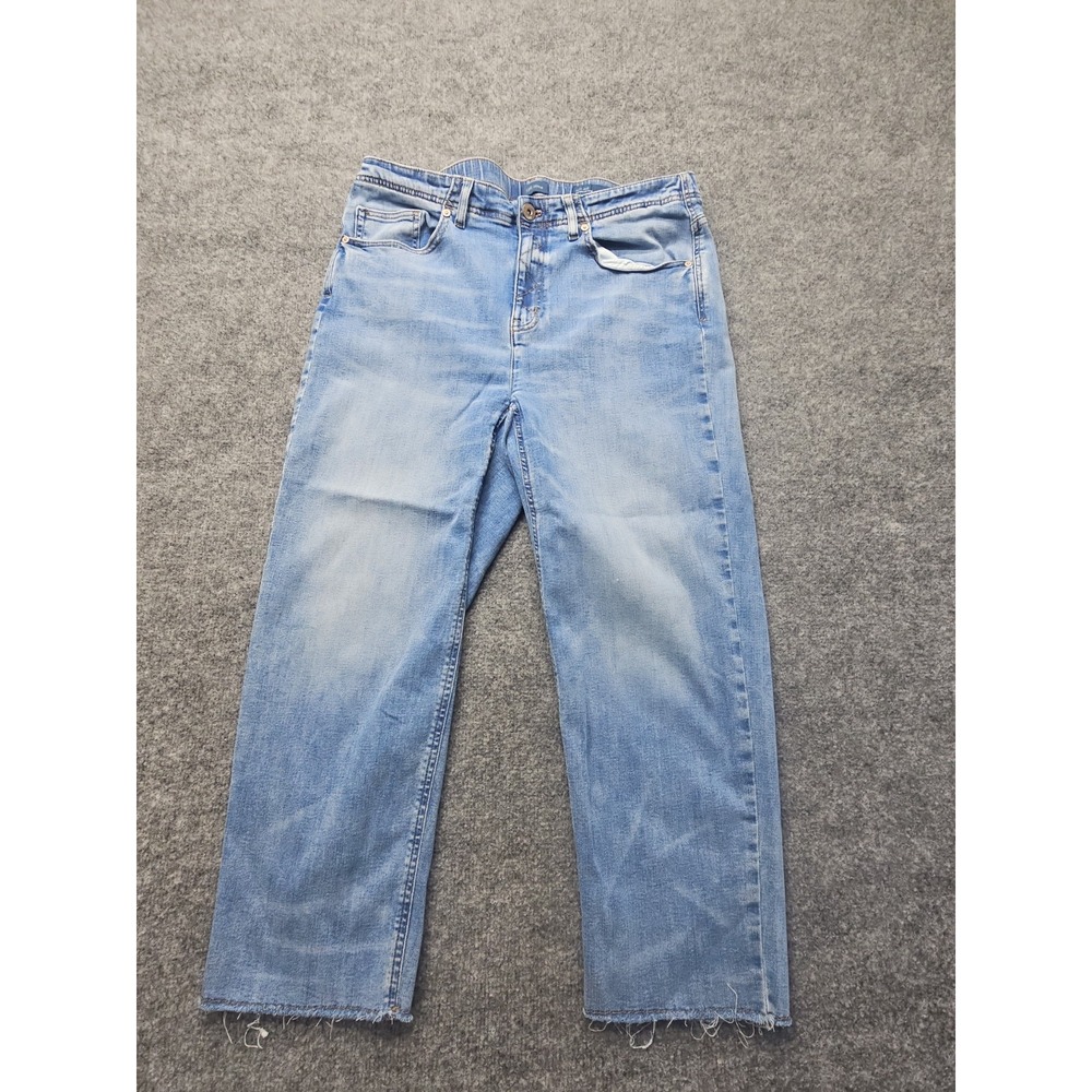 J. Jill Denim Womens Jeans Size 16 (34x23) Straight Leg Cropped Blue Rough Hewn